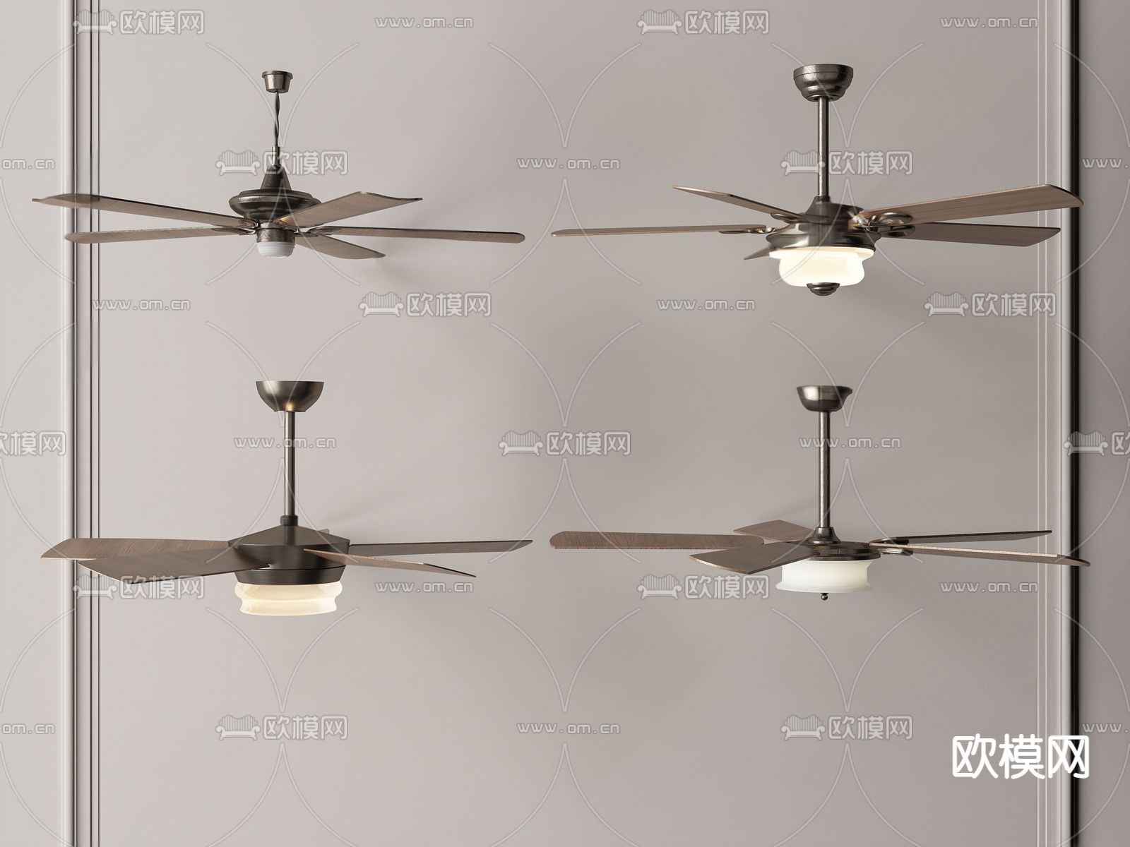 美式风扇 吊灯su模型下载（渲染图1）
