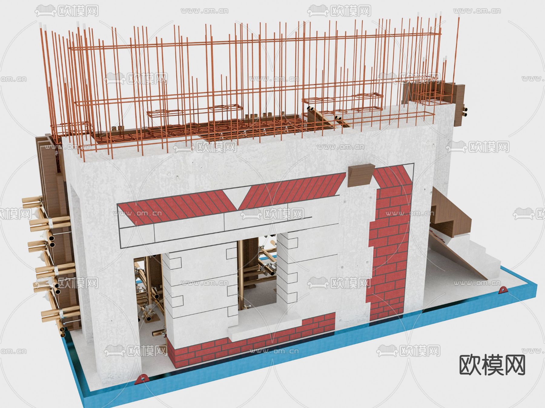 对位螺栓 工地脚手架su模型下载（渲染图2）