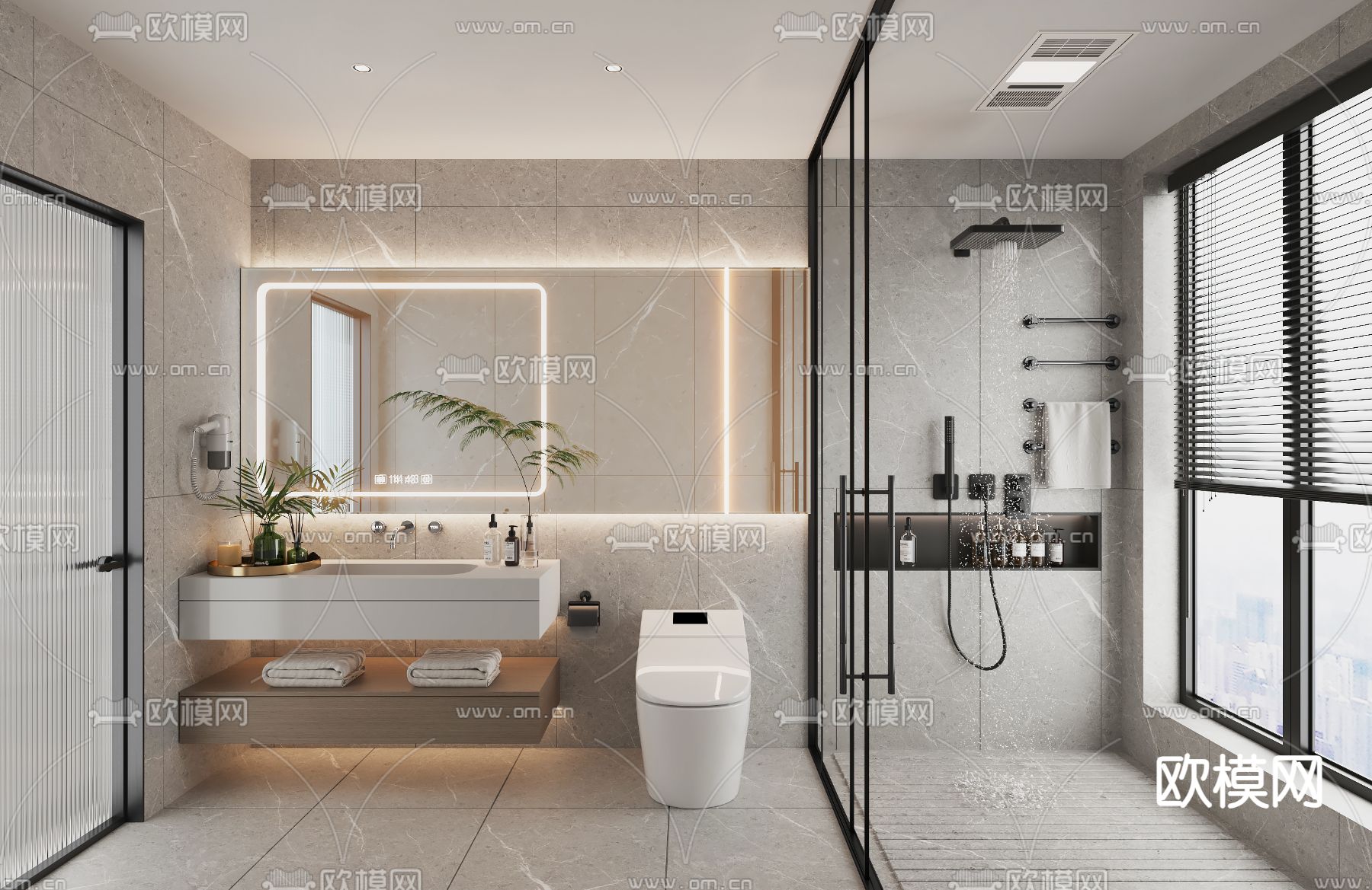 现代卫生间 浴室su模型下载（渲染图1）