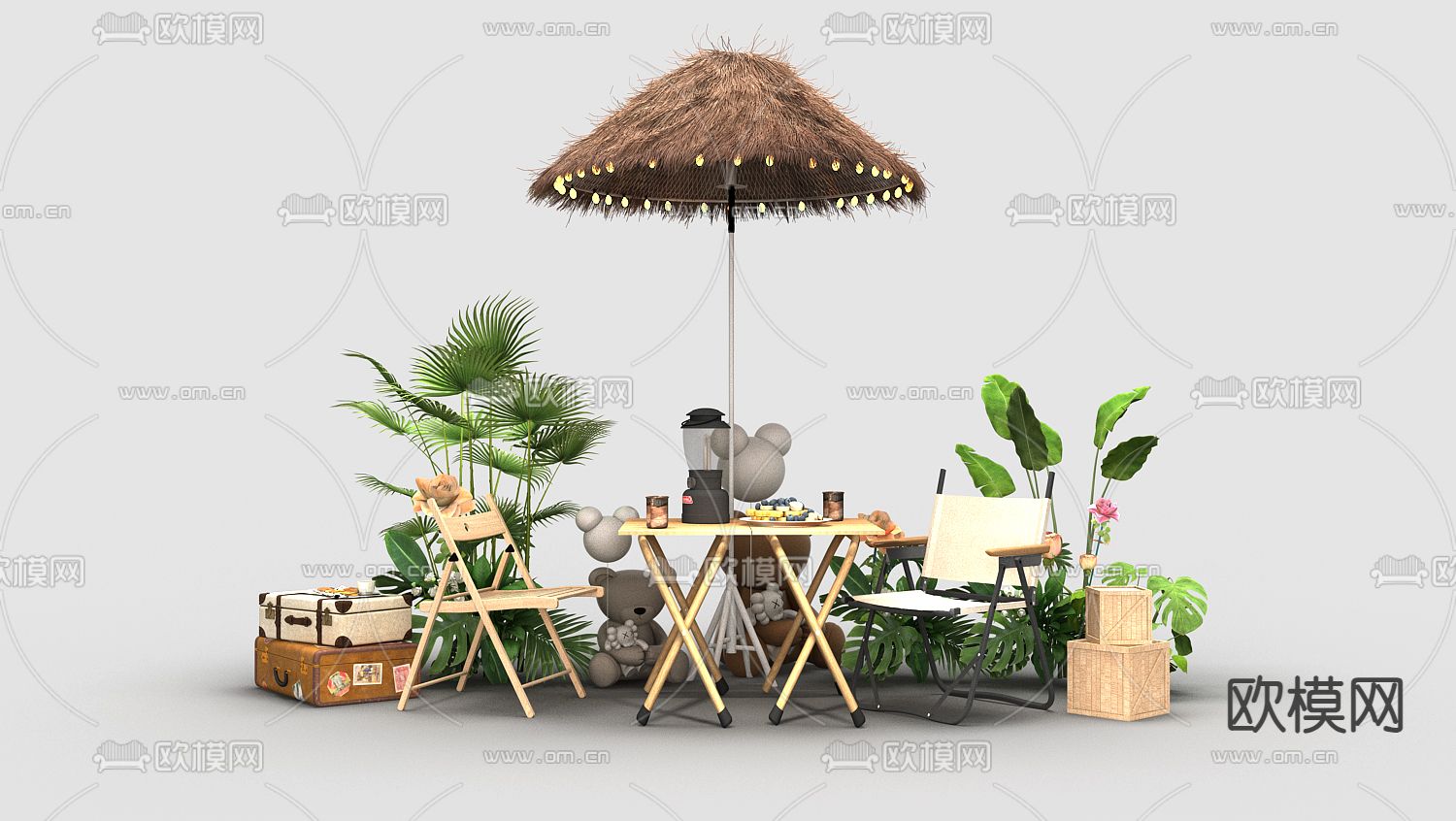 户外桌椅 露营桌椅3d模型下载