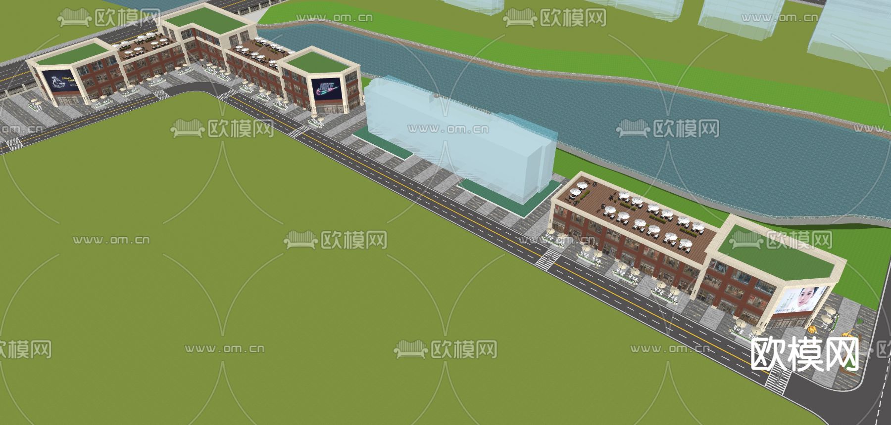 现代商业景观 商业街su模型下载（渲染图4）