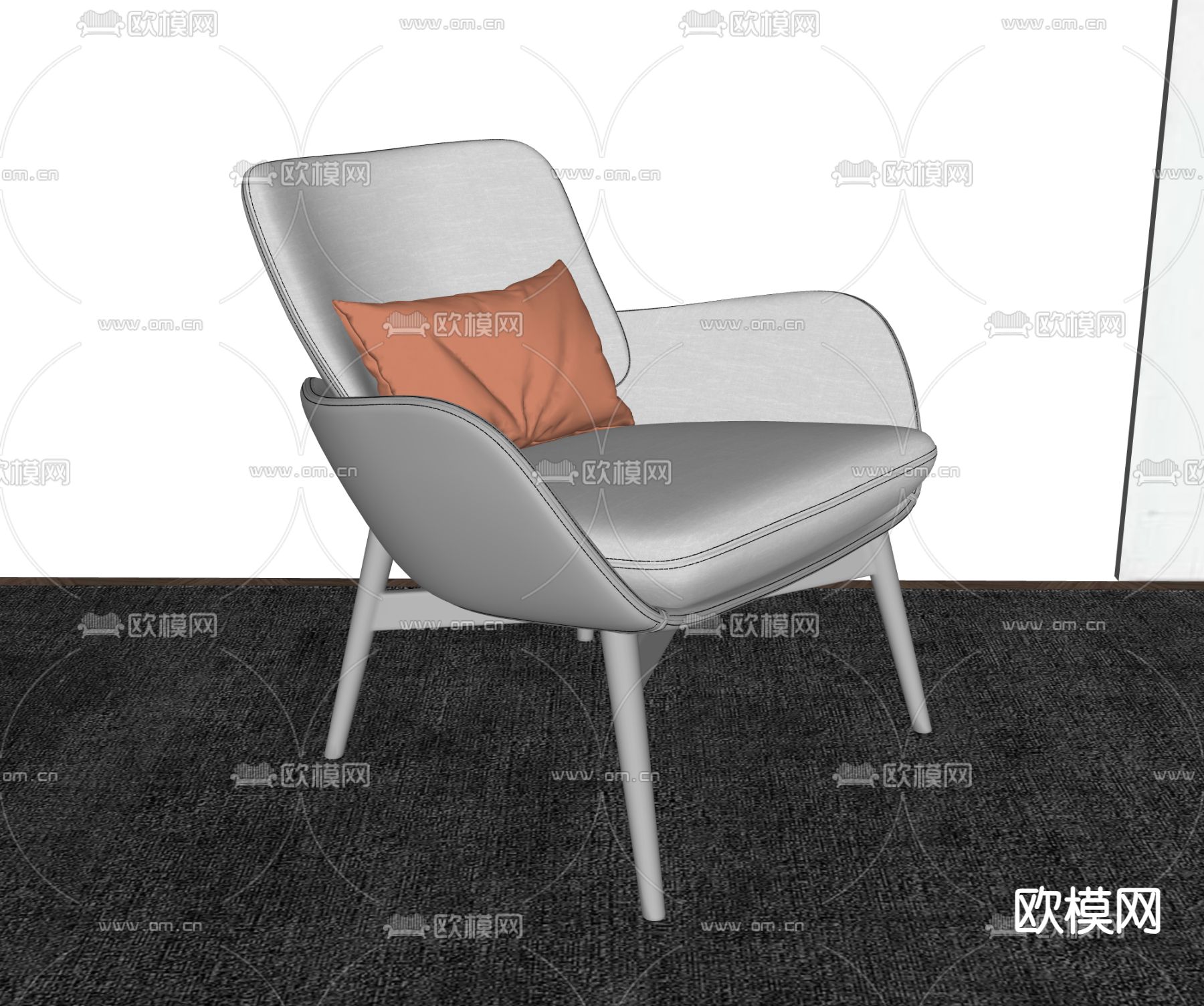 现代休闲椅 沙发椅su模型下载（渲染图1）