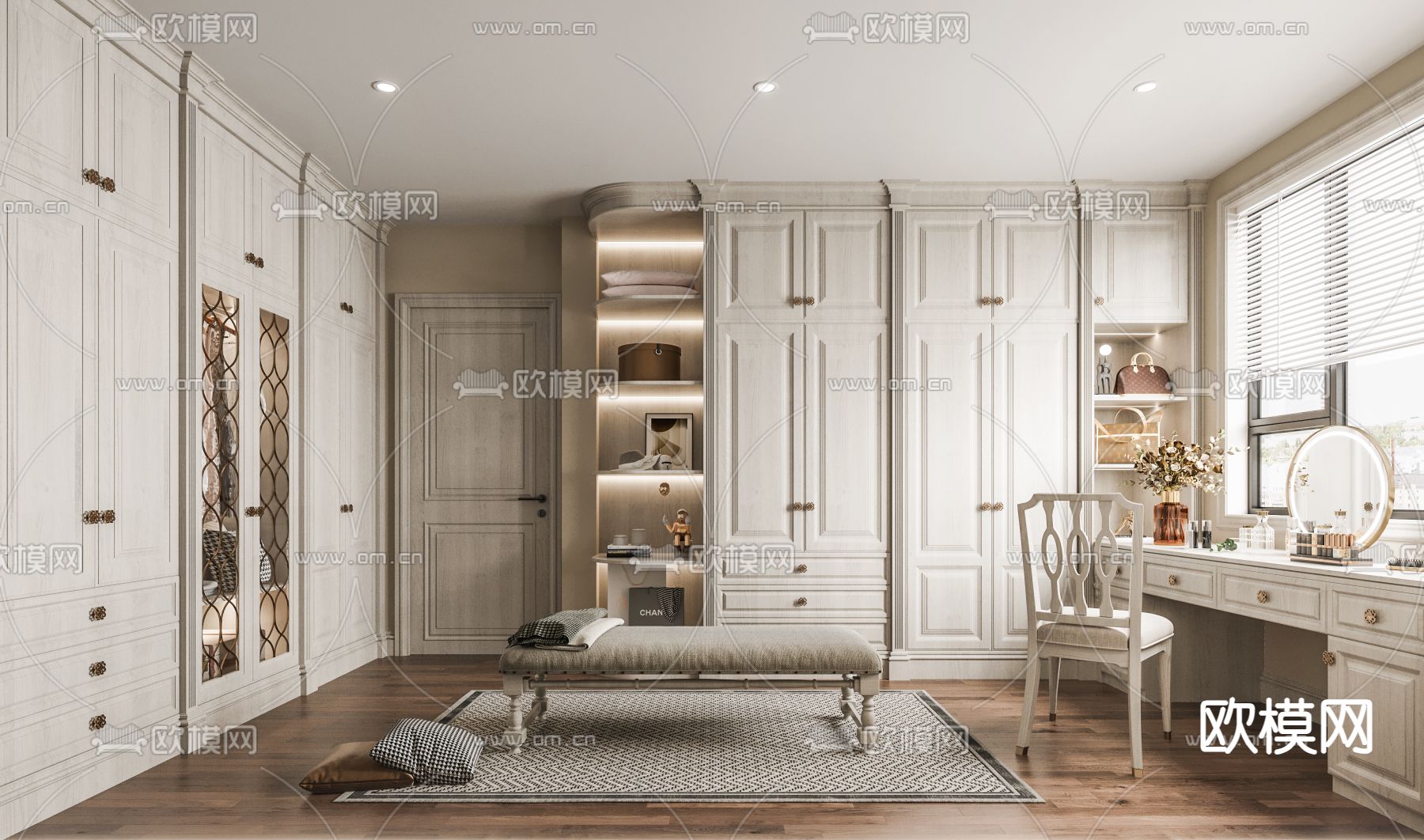 美式衣帽间3d模型下载（渲染图2）