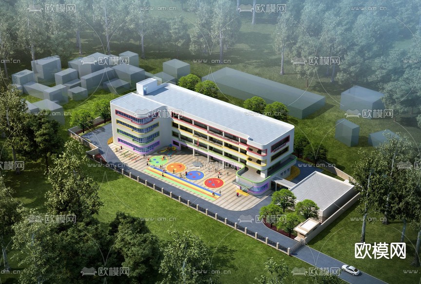 幼儿园鸟瞰3d模型下载