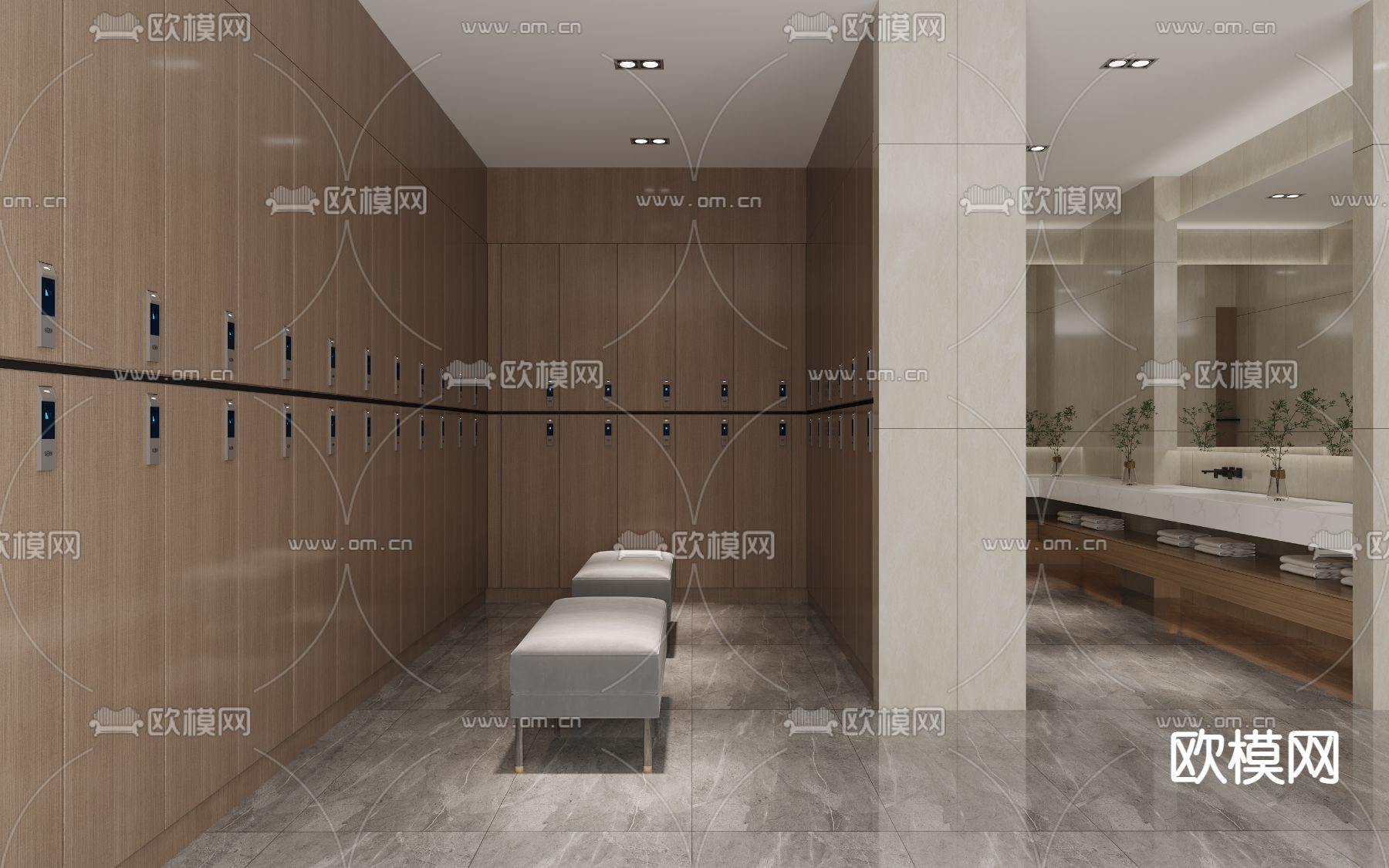 现代更衣室su模型下载（渲染图1）