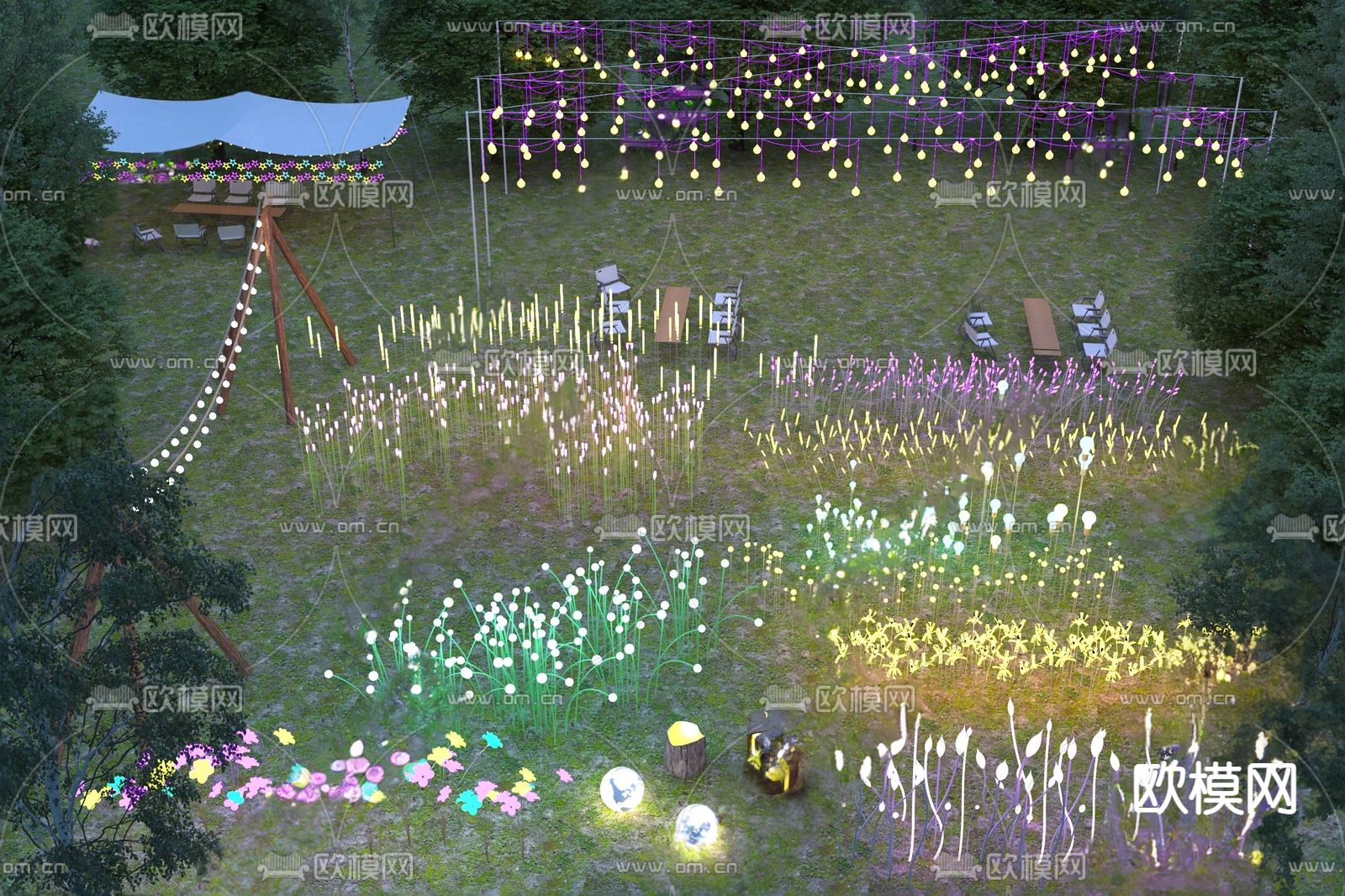 现代户外灯具su模型下载（渲染图1）