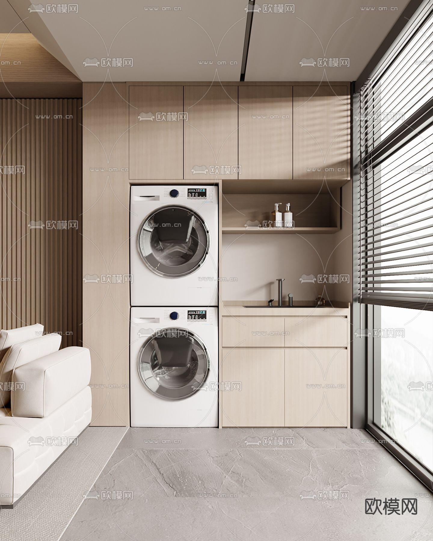 生活阳台 洗衣房3d模型下载