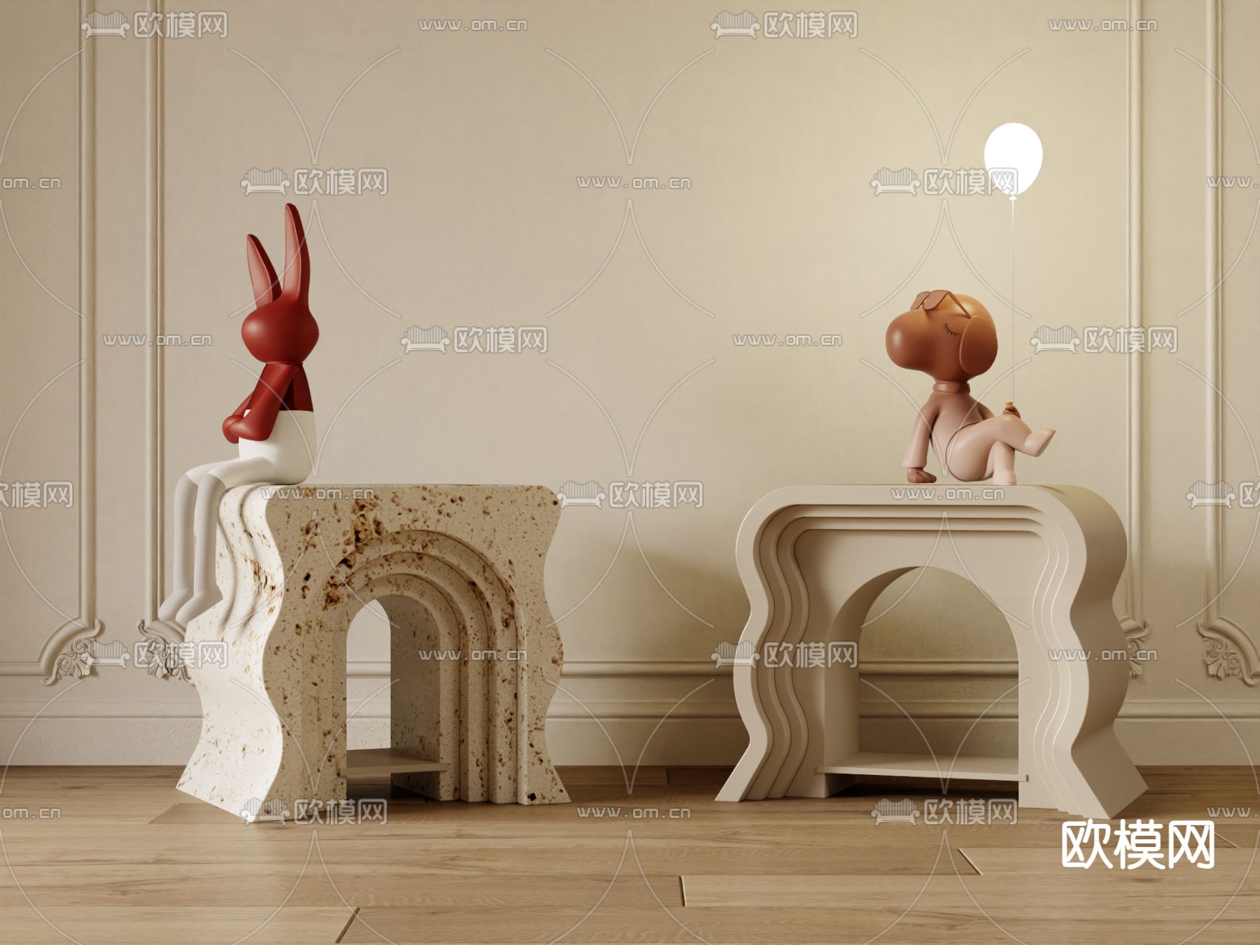 拱形床头柜3d模型下载