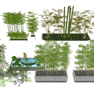  竹林 竹子su模型 