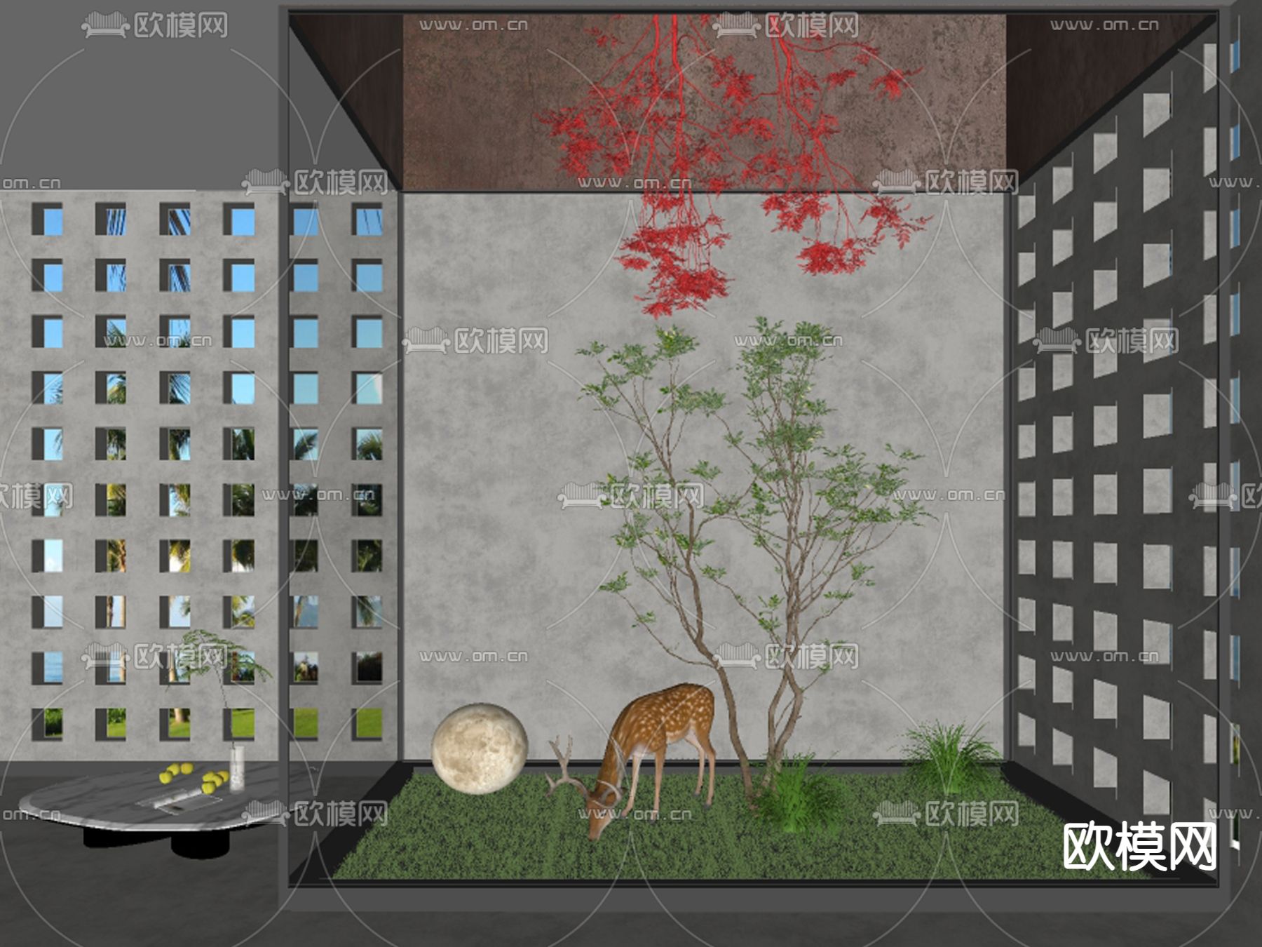 室内景观 植物堆su模型下载（渲染图2）