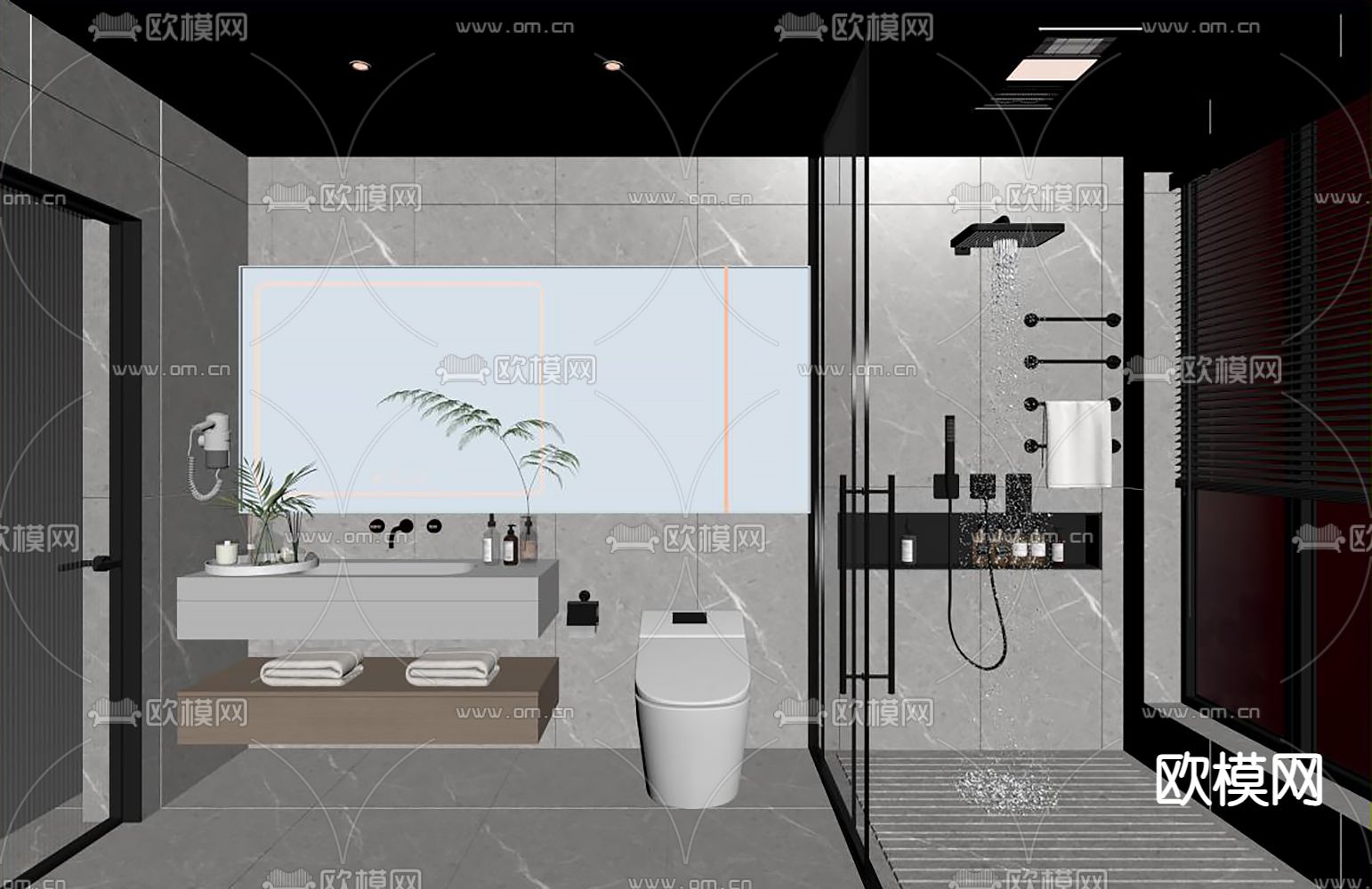 现代卫生间 浴室su模型下载（渲染图2）