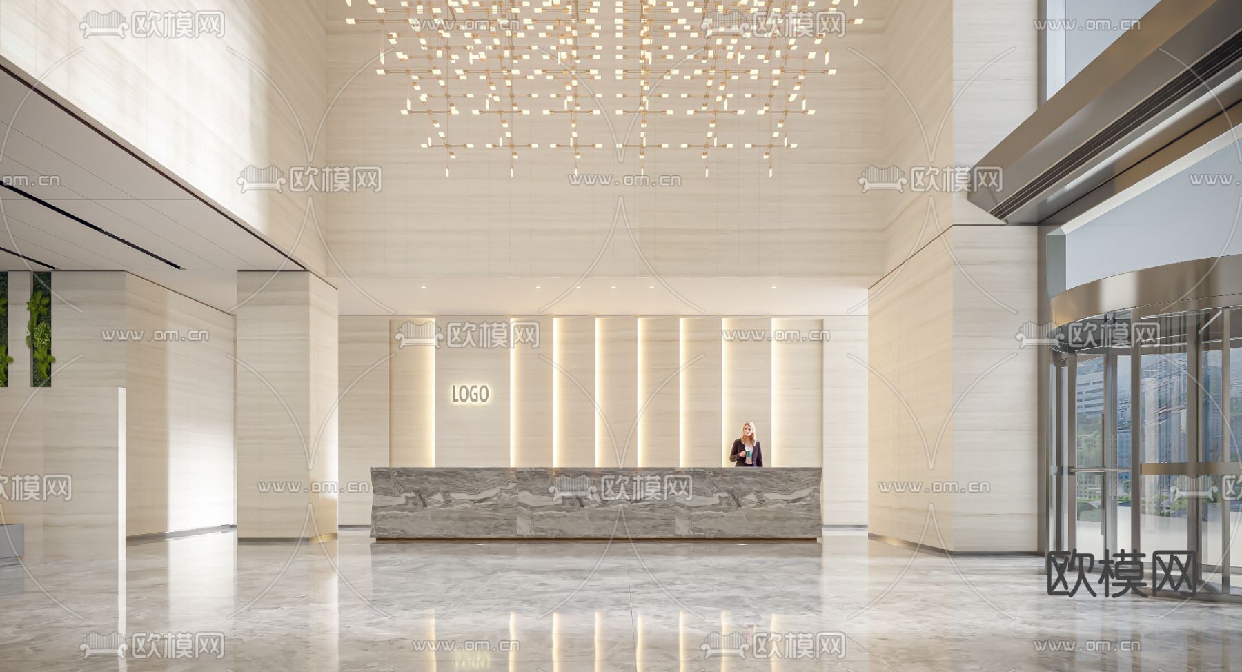 商务大堂3d模型下载（渲染图1）
