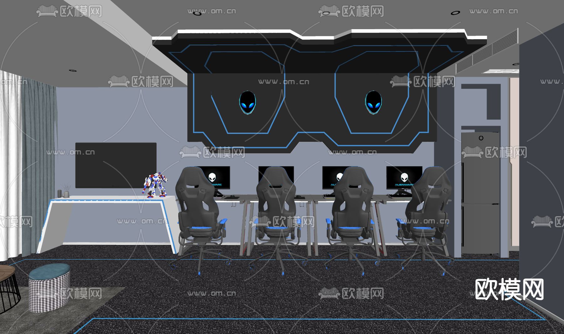 现代电竞网吧su模型下载（渲染图2）