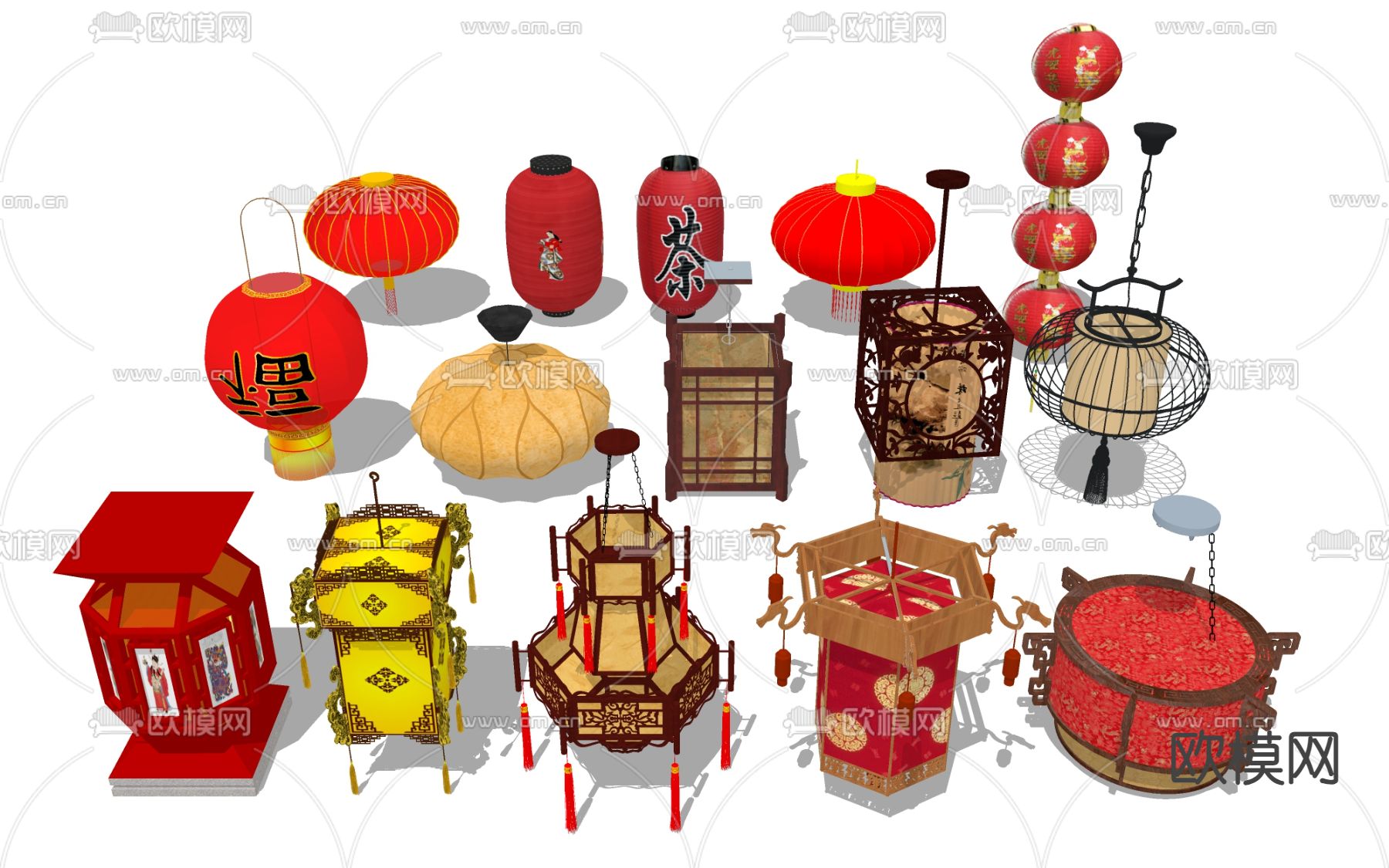 春节灯笼 花灯su模型下载（渲染图1）