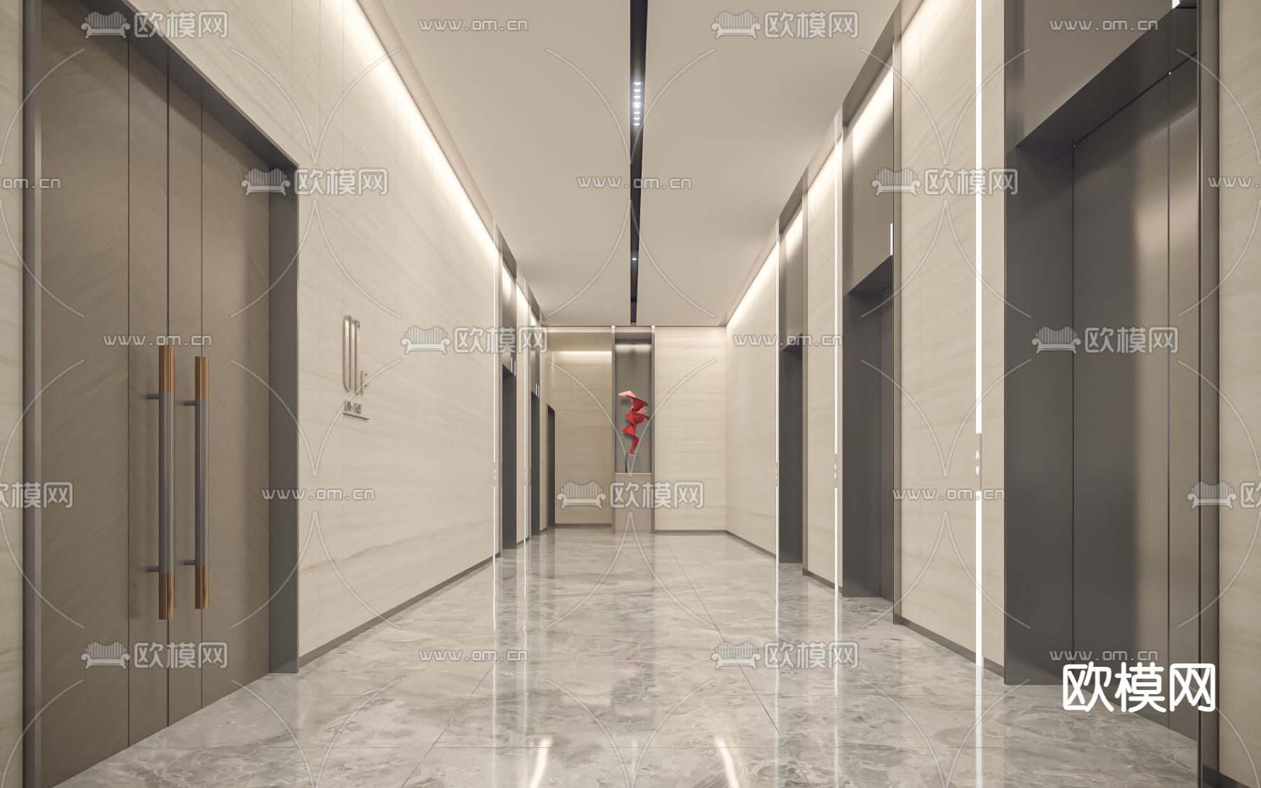 商务大堂3d模型下载（渲染图3）