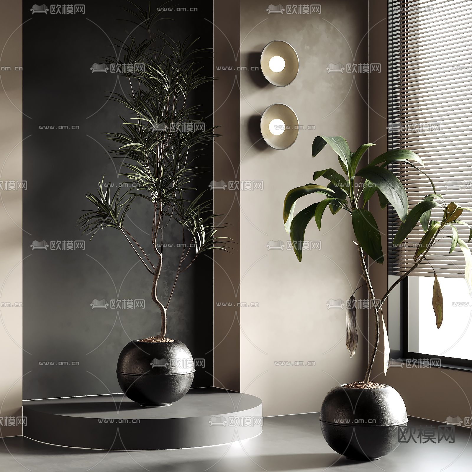 中古风盆栽 盆景su模型