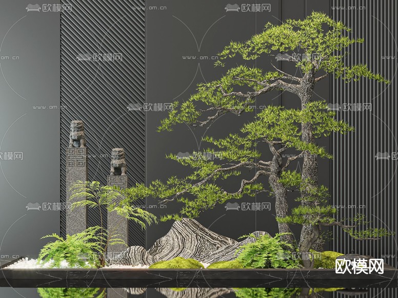 室内造景 植物堆3d模型下载