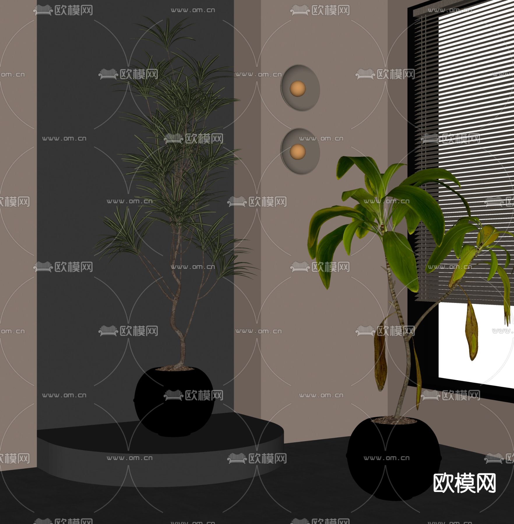 中古风盆栽 盆景su模型