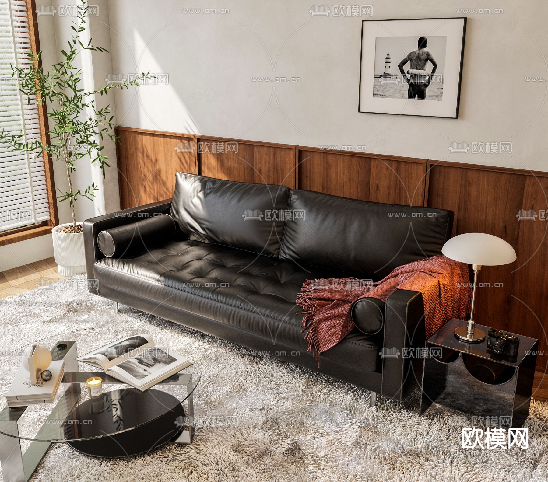 中古风沙发  双人沙发3d模型下载