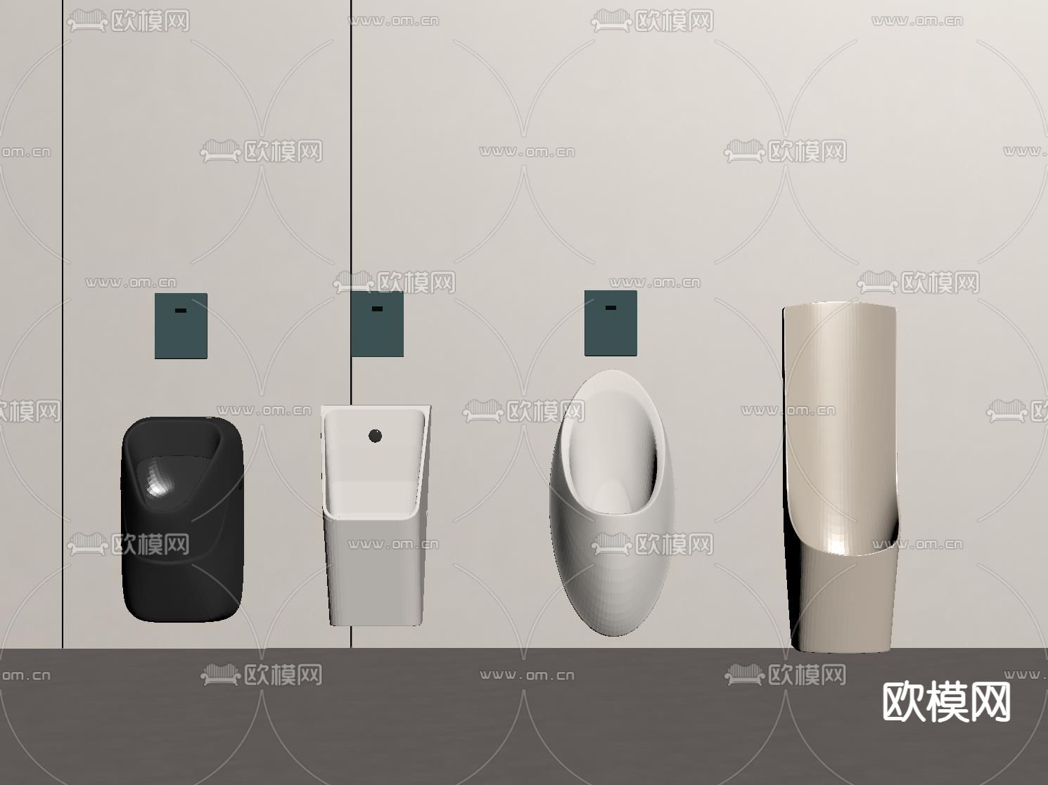 小便器su模型下载（渲染图2）