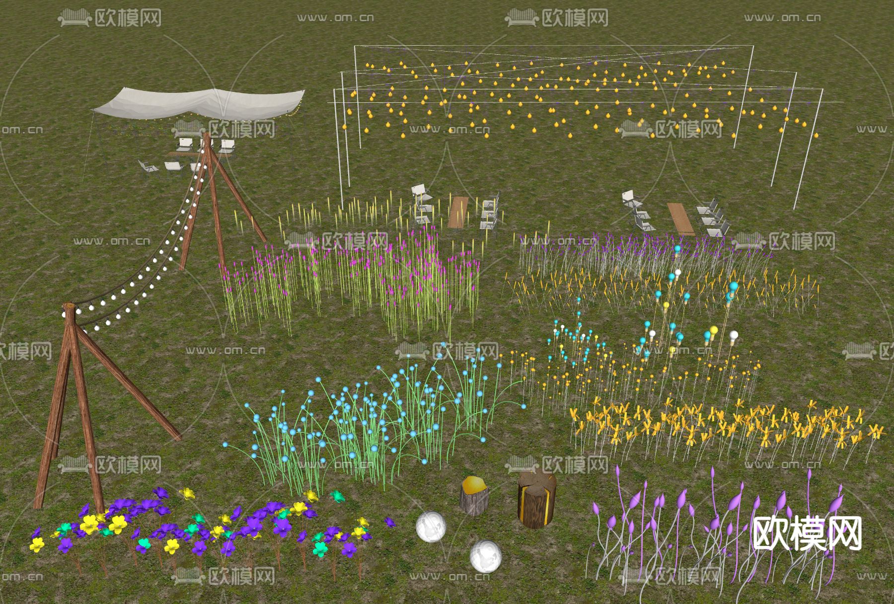 现代户外灯具su模型下载（渲染图2）