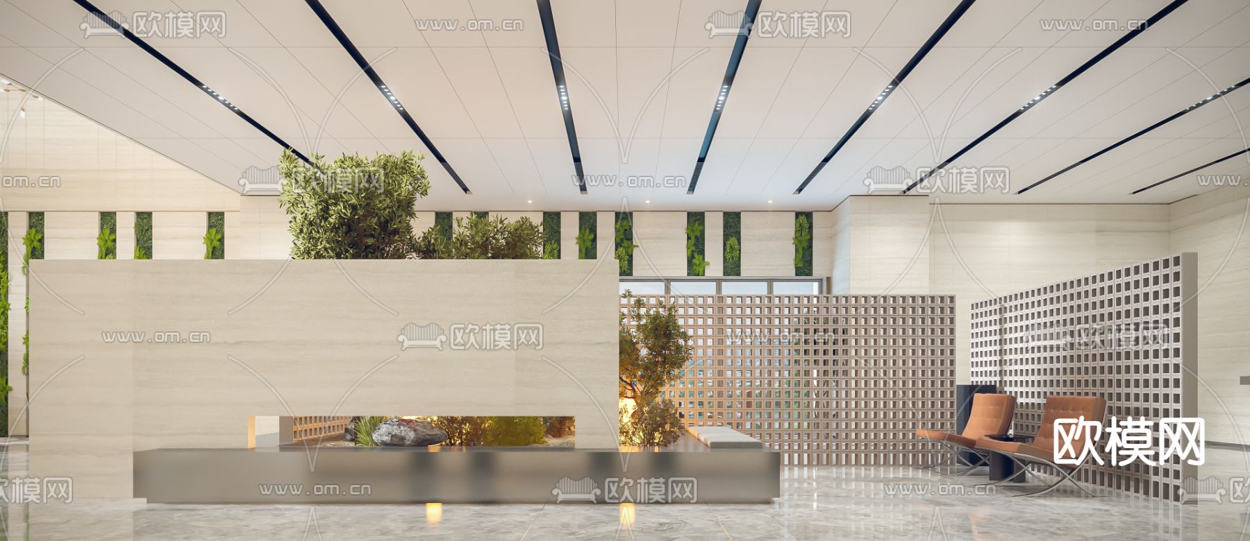 商务大堂3d模型下载（渲染图4）