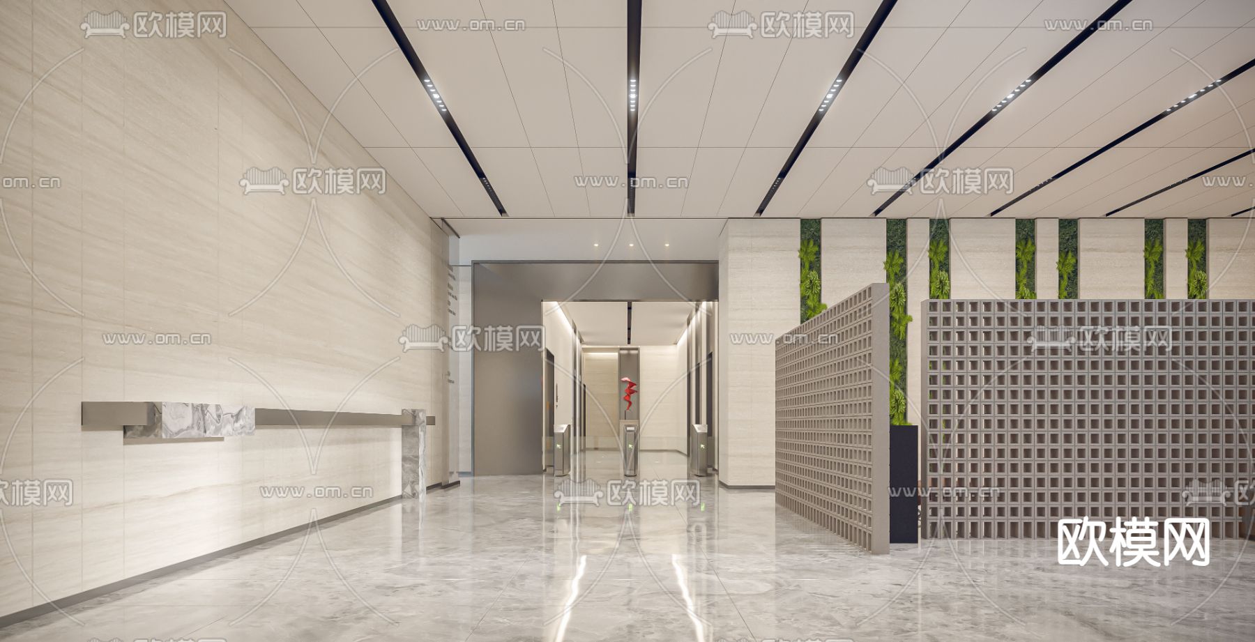 商务大堂3d模型下载（渲染图6）