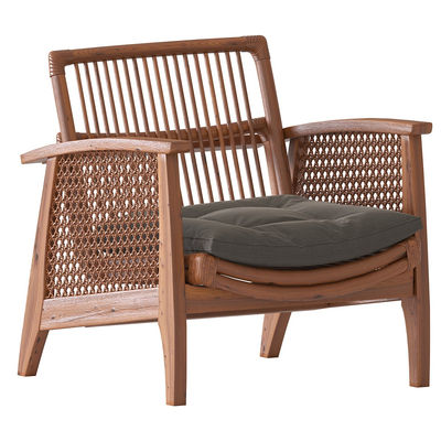  侘寂藤编休闲椅  户外椅su模型 