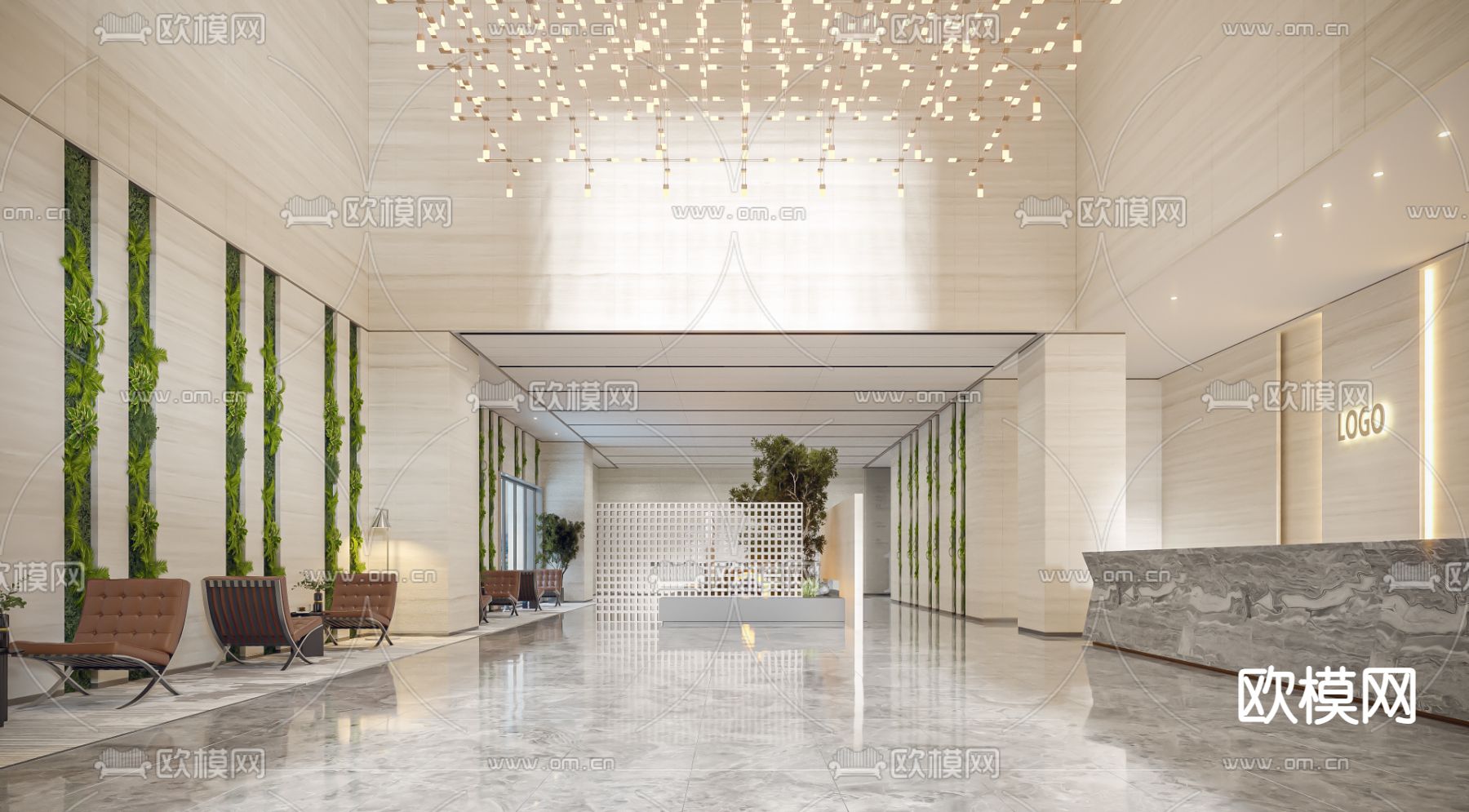 商务大堂3d模型下载（渲染图2）