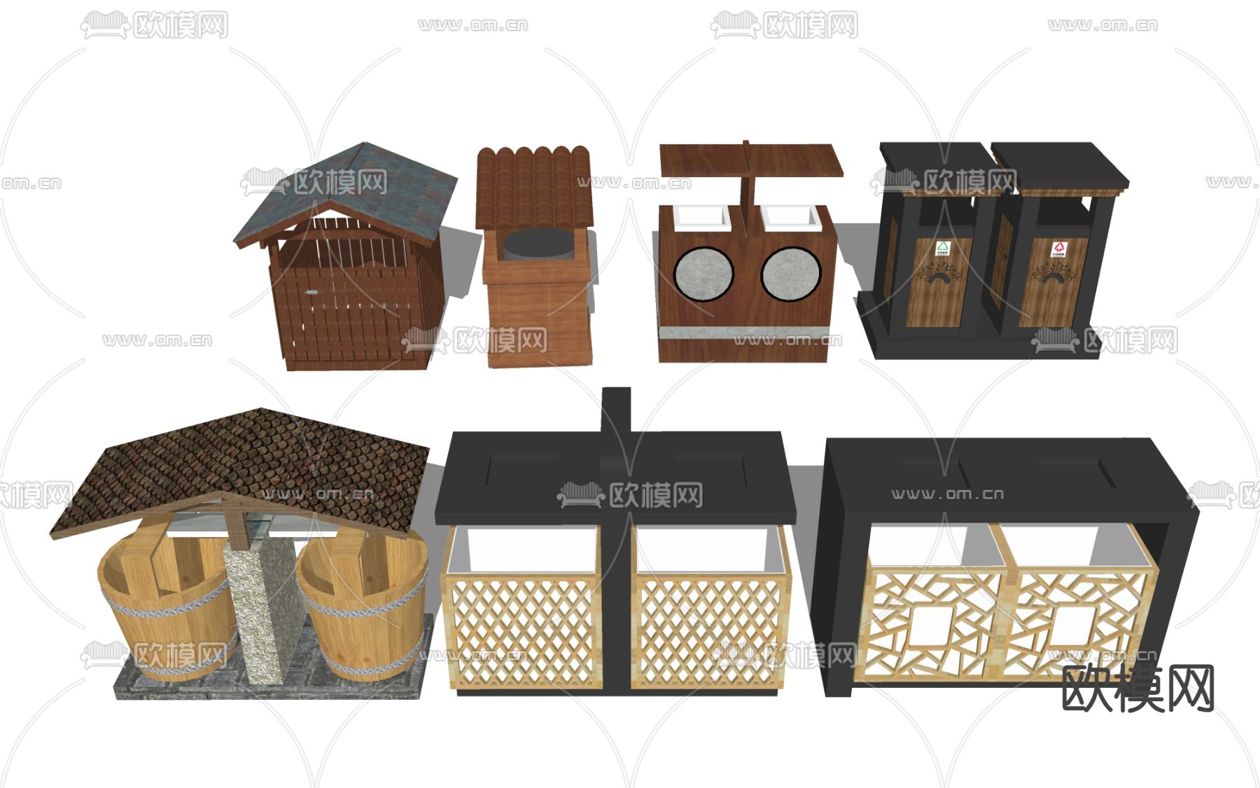 户外垃圾桶su模型下载（渲染图1）