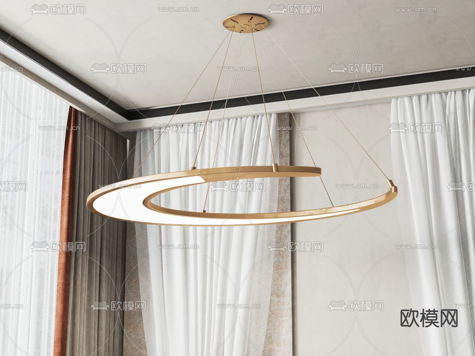 轻奢吊灯 大厅吊灯3d模型下载