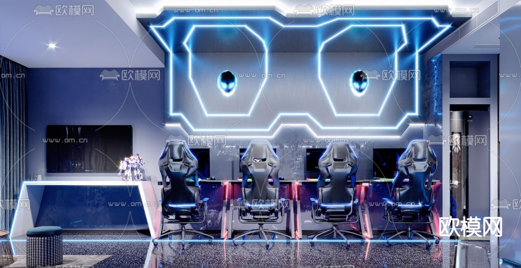 现代电竞网吧su模型下载（渲染图1）