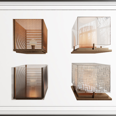  新中式庭院灯 户外灯 方形灯su模型 