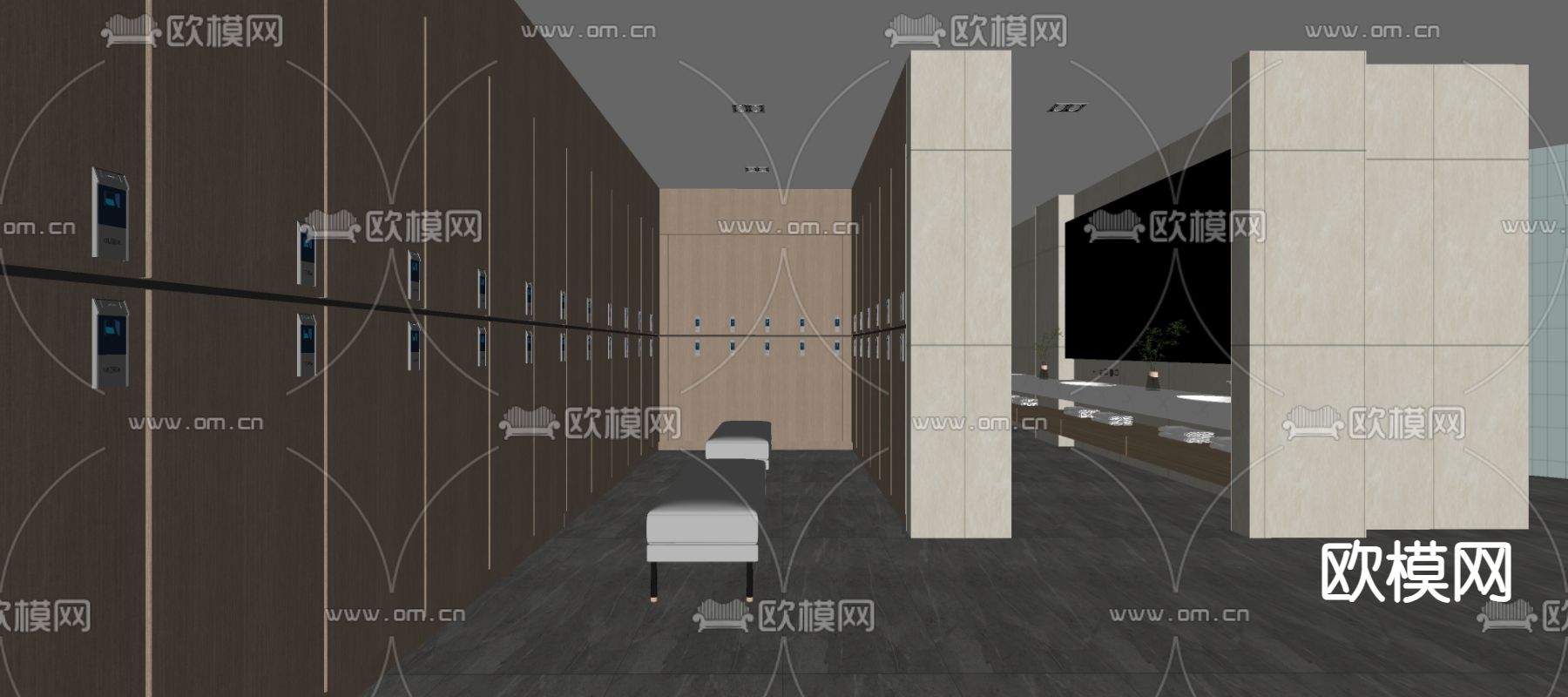 现代更衣室su模型下载（渲染图2）