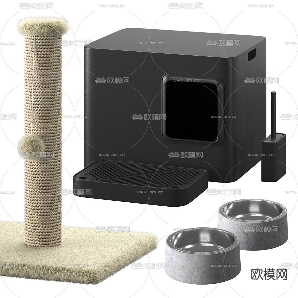 猫爬架 猫窝3d模型下载（渲染图1）