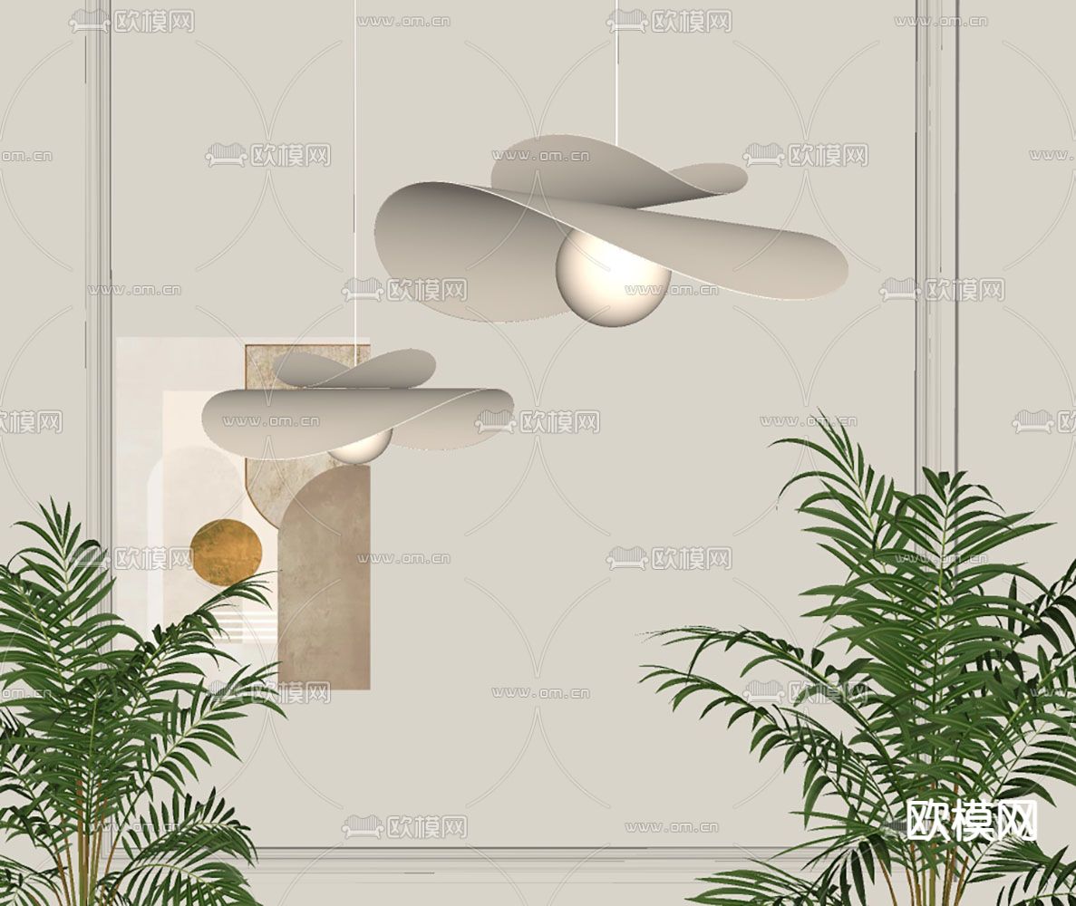 MODNDAZ 帽子吊灯su模型下载（渲染图2）