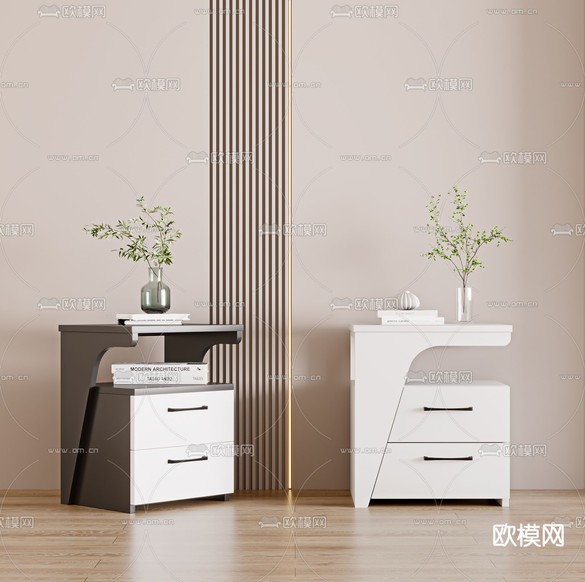 现代床头柜3d模型下载