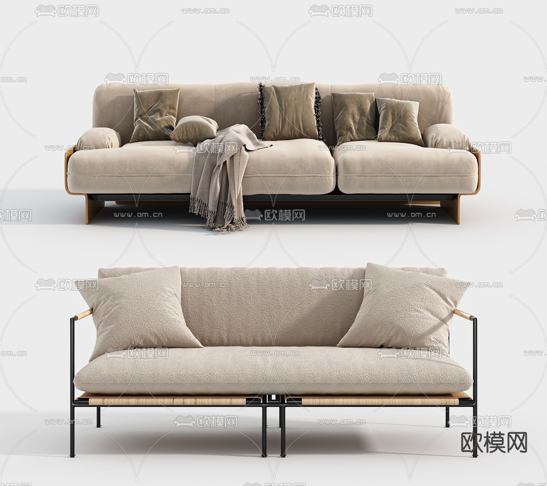 baxter 多人沙发su模型下载（渲染图1）