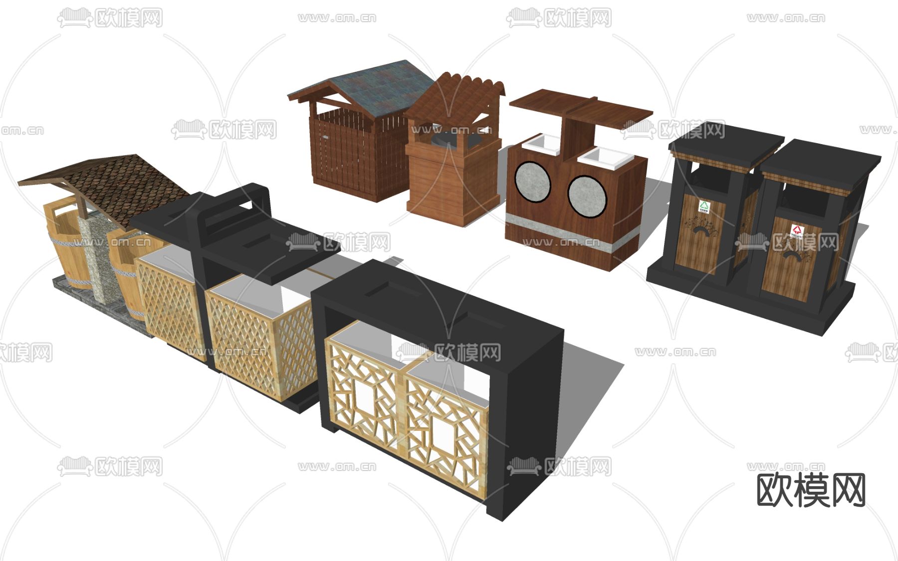 户外垃圾桶su模型下载（渲染图2）