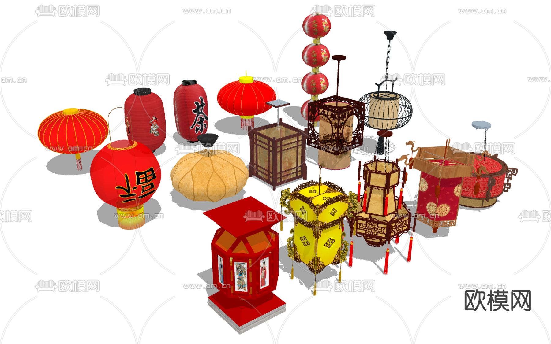 春节灯笼 花灯su模型下载（渲染图2）