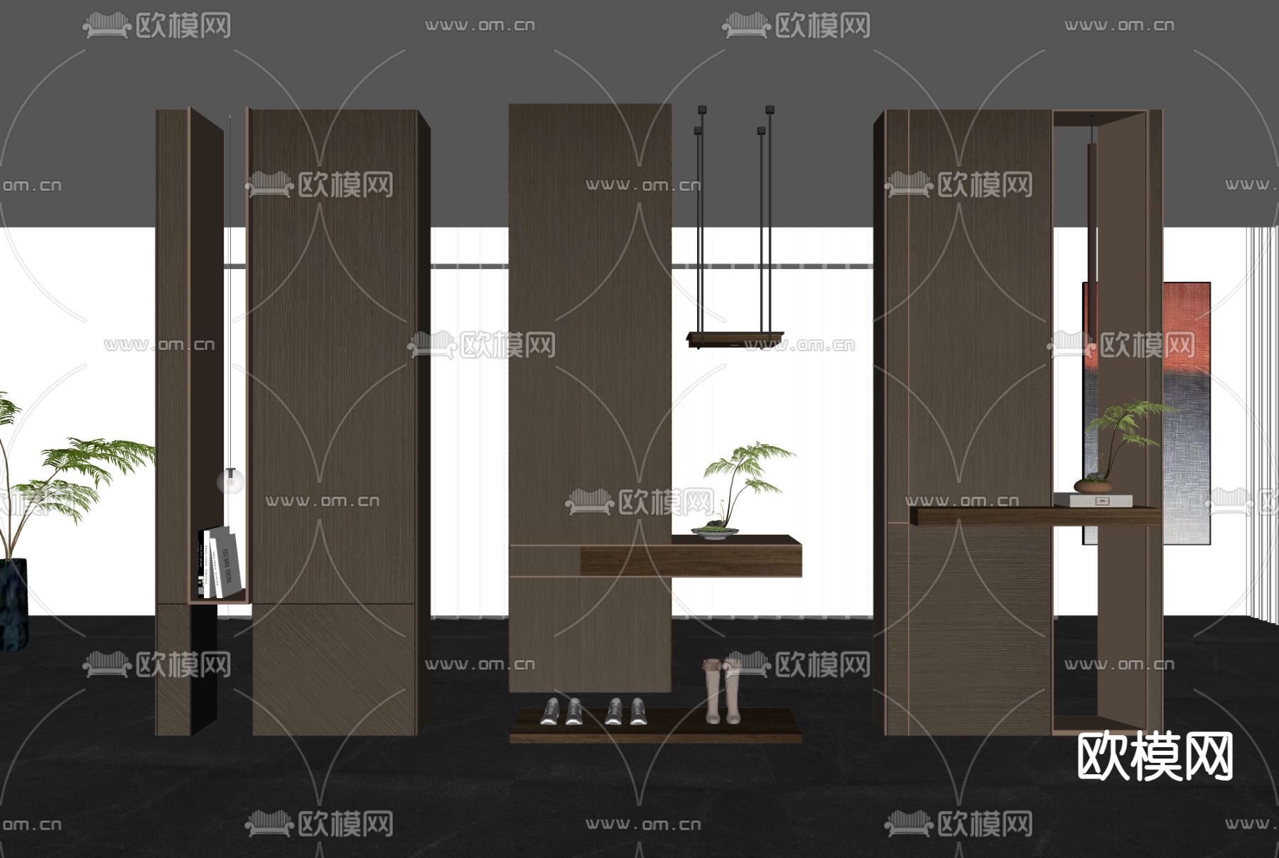 玄关鞋柜su模型下载（渲染图2）