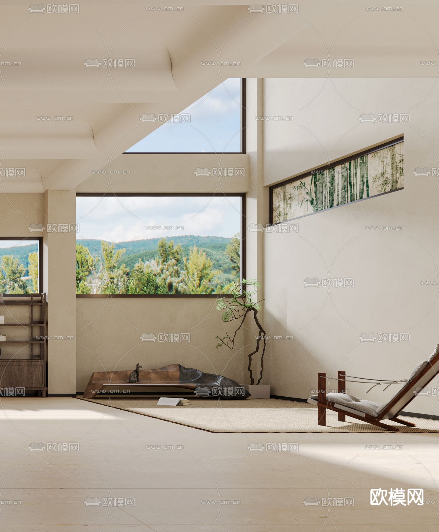 侘寂风茶室3d模型下载（渲染图4）