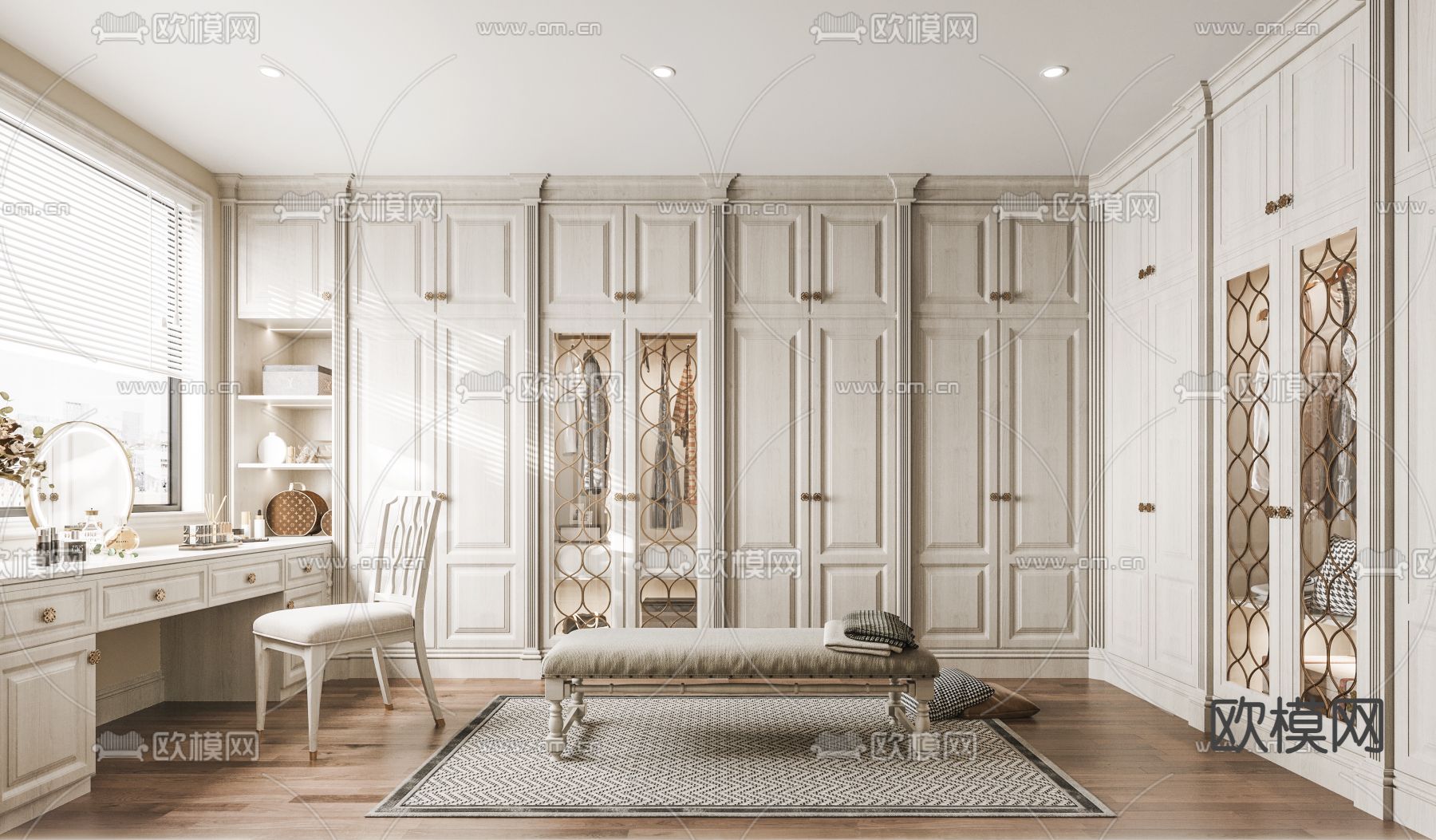 美式衣帽间3d模型下载（渲染图1）