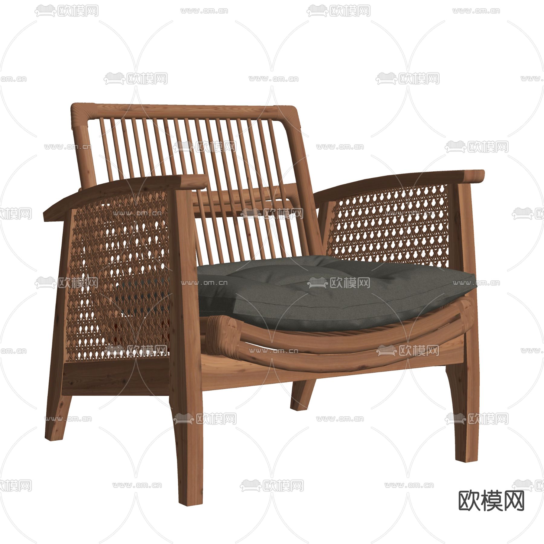 侘寂藤编休闲椅  户外椅su模型下载（渲染图2）