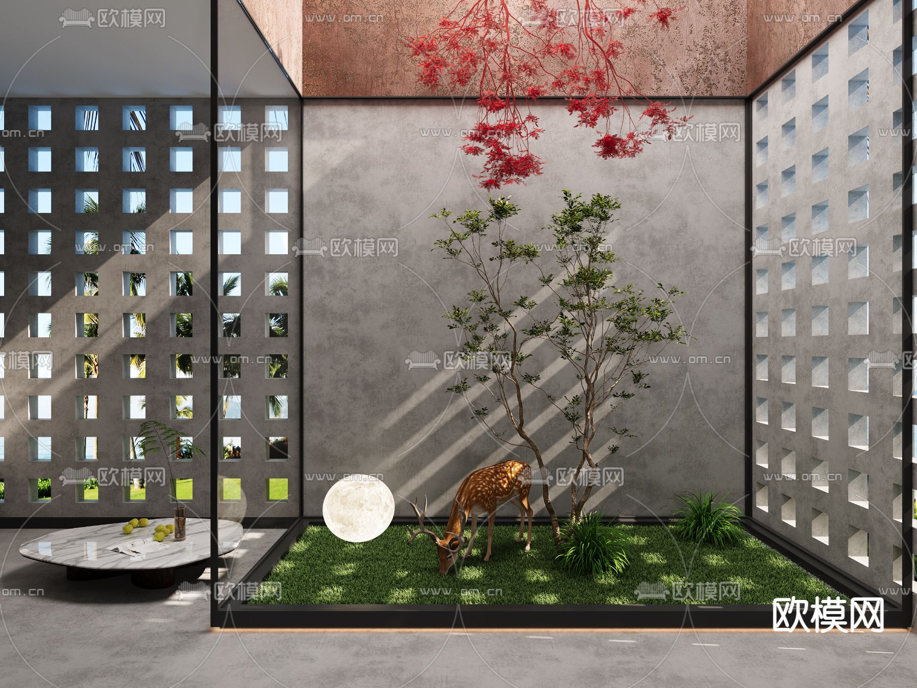 室内景观 植物堆su模型下载（渲染图1）