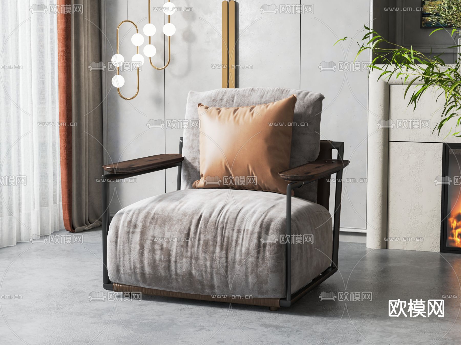 单人沙发3d模型下载