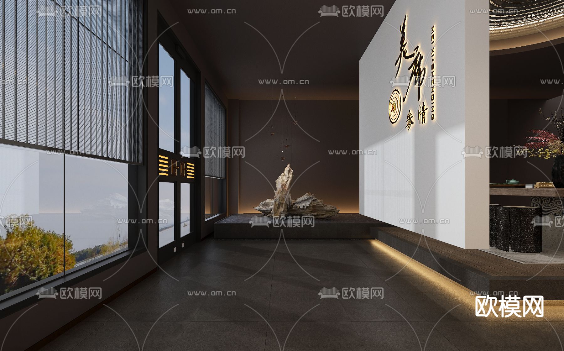 新中式茶室 茶楼会所3d模型下载（渲染图2）