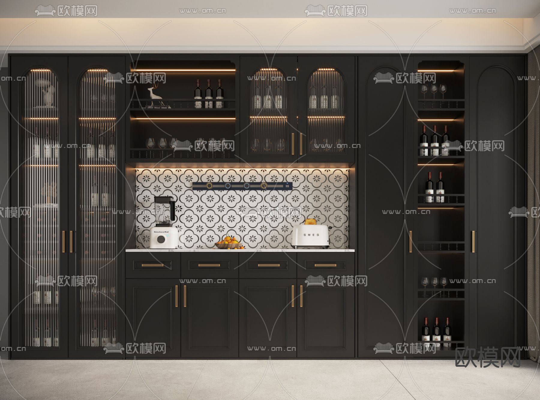 法式酒柜 餐边柜3d模型下载