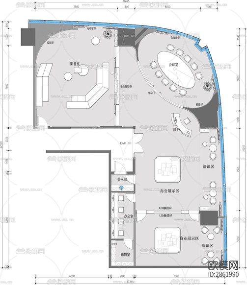 展廳商業(yè)展廳cad施工圖下載(渲染圖1)