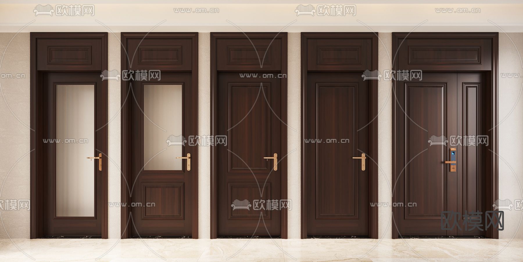 欧式通顶门 卧室门 密码门 浴室门3d模型下载